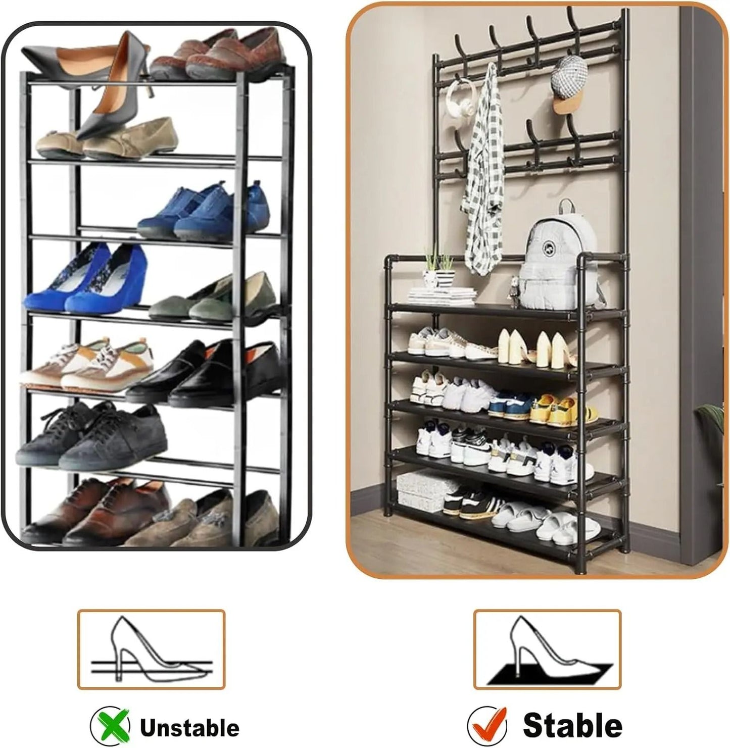 5 Layer Floor Standing Storage Rack for Shoes and Clothing
