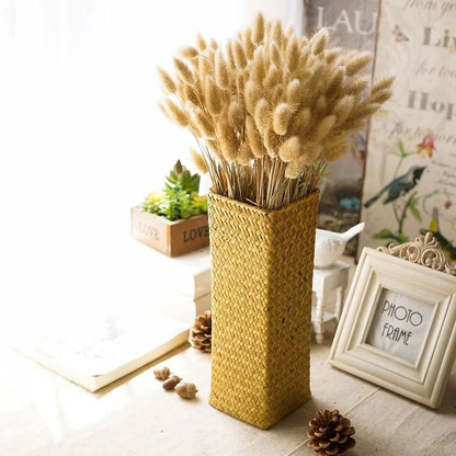 Natural Seaweed Weave Vase – High-Performance Pastoral Rattan & Bamboo Floral Arrangement Basket