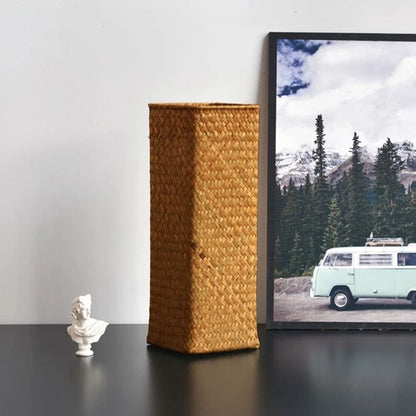 Natural Seaweed Weave Vase – High-Performance Pastoral Rattan & Bamboo Floral Arrangement Basket