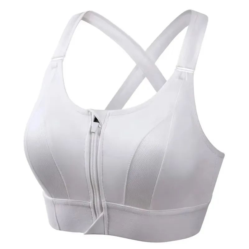 Front Zip High Impact Sports Bra – Adjustable Strap Shockproof Yoga Crop Top