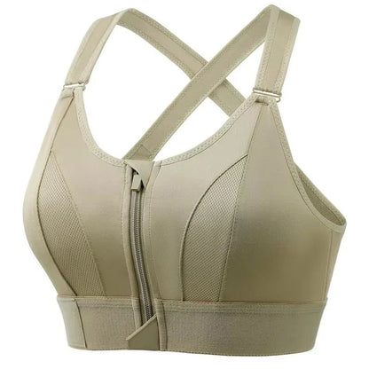 Front Zip High Impact Sports Bra – Adjustable Strap Shockproof Yoga Crop Top