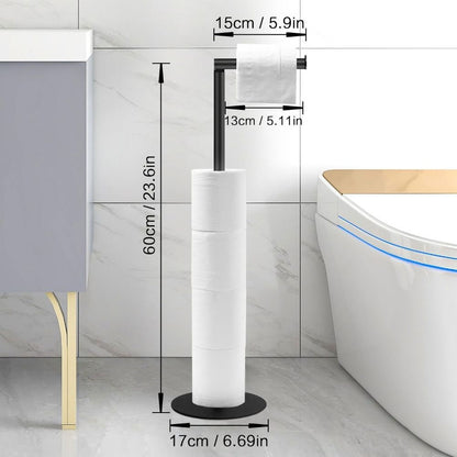 Universal Stainless Steel Toilet Paper Holder Free Standing, Modern Design, Space-Saving Tissue Rack