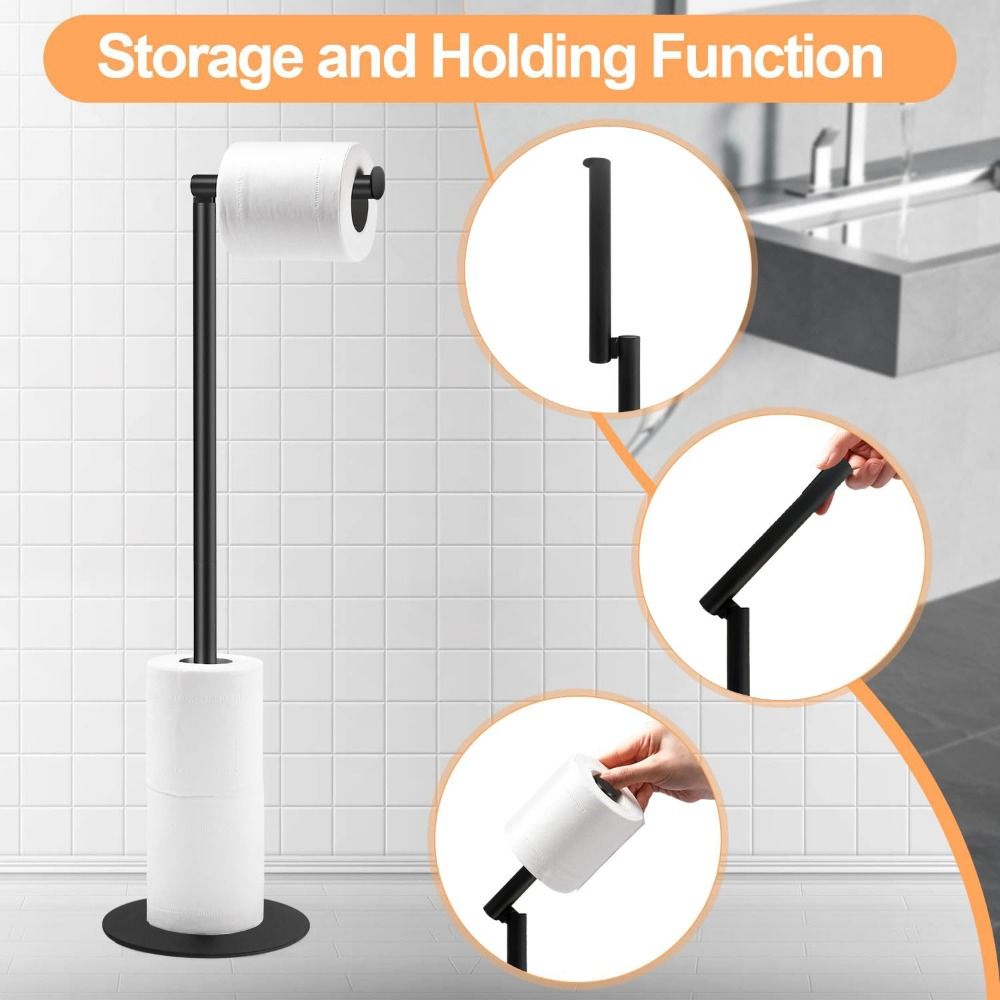 Universal Stainless Steel Toilet Paper Holder Free Standing, Modern Design, Space-Saving Tissue Rack