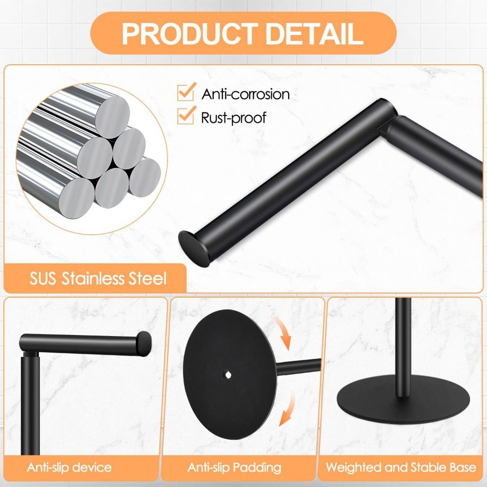 Universal Stainless Steel Toilet Paper Holder Free Standing, Modern Design, Space-Saving Tissue Rack