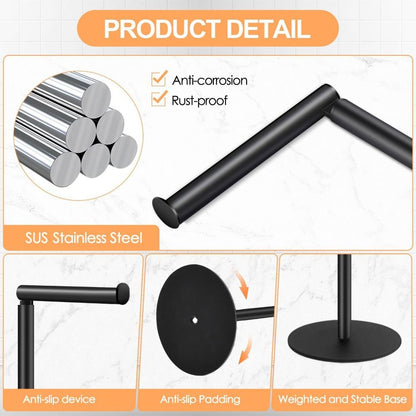 Universal Stainless Steel Toilet Paper Holder Free Standing, Modern Design, Space-Saving Tissue Rack