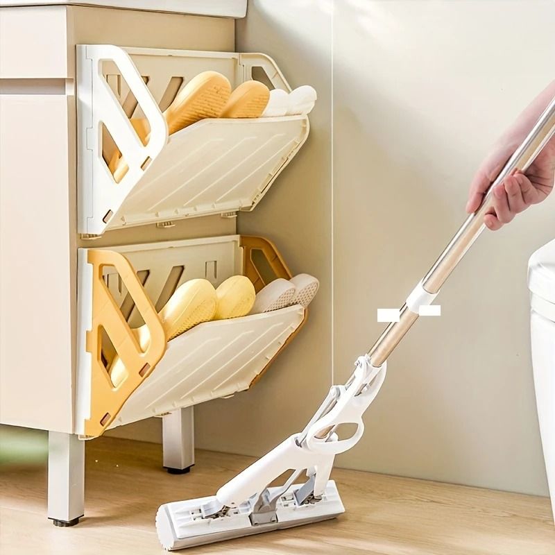 Wall Mounted Foldable Shoe Rack with Hidden Storage Shelf