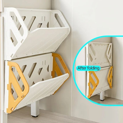 Wall Mounted Foldable Shoe Rack with Hidden Storage Shelf