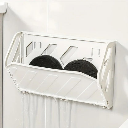 Wall Mounted Foldable Shoe Rack with Hidden Storage Shelf