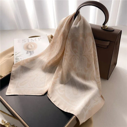 Paisley Print Satin Square Scarf for Women – Lightweight Silk-Feel Neck & Head Bandana