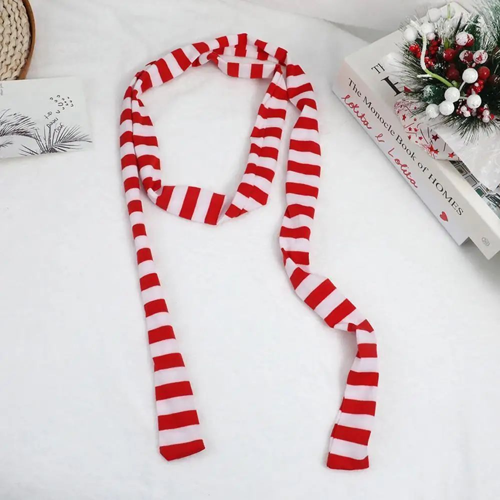 Harajuku Black & Grey Striped Long Skinny Scarf for Women – Cotton Silk Streetwear Neckerchief