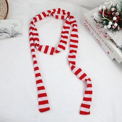 Harajuku Black & Grey Striped Long Skinny Scarf for Women – Cotton Silk Streetwear Neckerchief