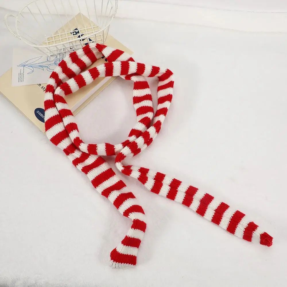 Harajuku Black & Grey Striped Long Skinny Scarf for Women – Cotton Silk Streetwear Neckerchief