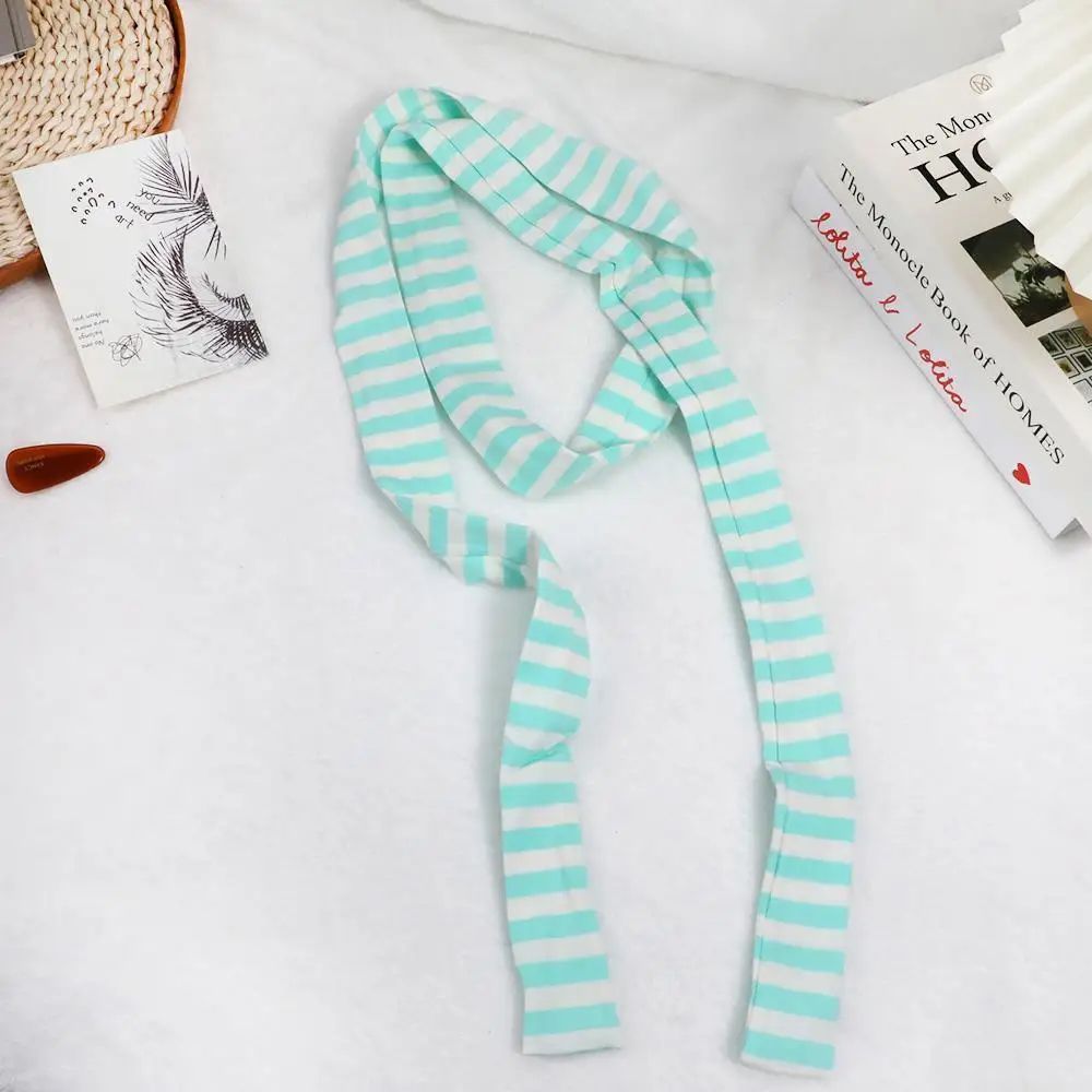 Harajuku Black & Grey Striped Long Skinny Scarf for Women – Cotton Silk Streetwear Neckerchief