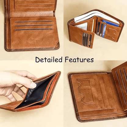 Men's RFID Wallet - Secure, Stylish, Trifold Design with Large Capacity & Photo Slot