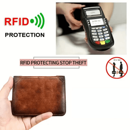Men's RFID Wallet - Secure, Stylish, Trifold Design with Large Capacity & Photo Slot