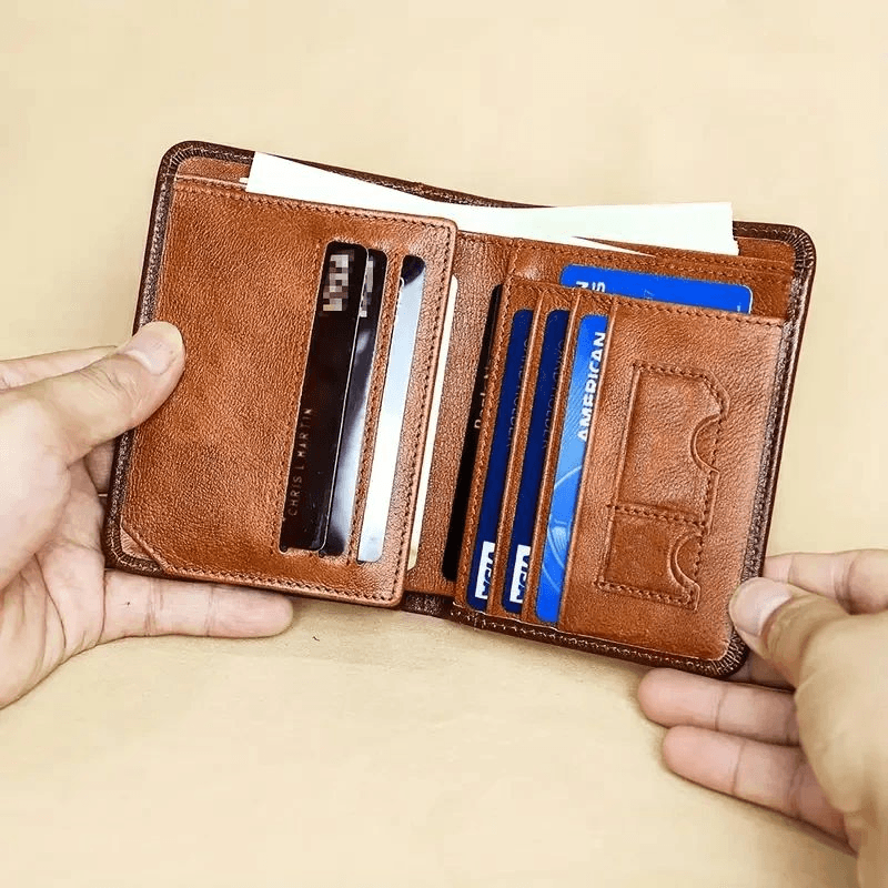 Men's RFID Wallet - Secure, Stylish, Trifold Design with Large Capacity & Photo Slot