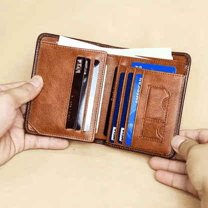 Men's RFID Wallet - Secure, Stylish, Trifold Design with Large Capacity & Photo Slot