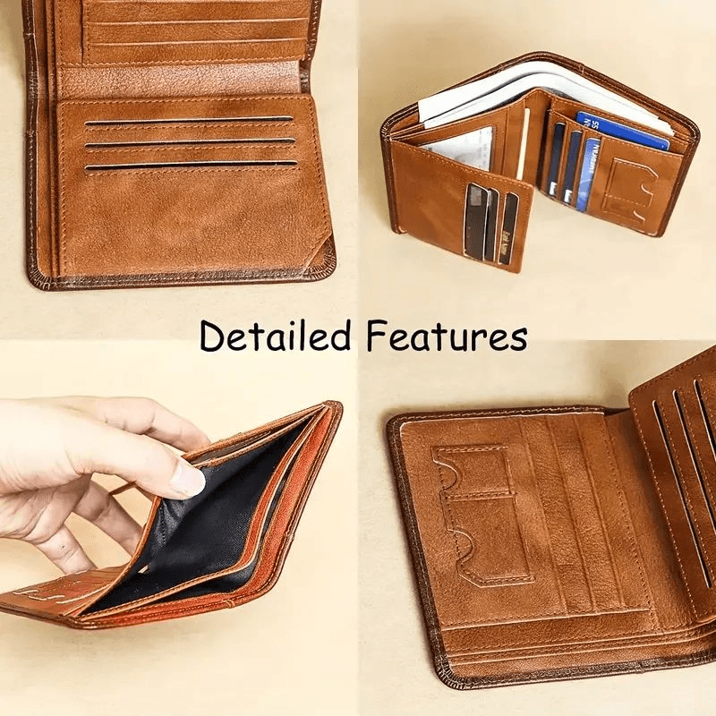 Men's RFID Trifold Wallet for Secure Daily Carry, Cards, Cash, and ID Organization