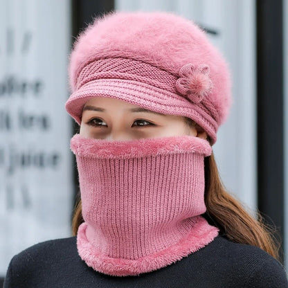 Elegant Winter Knitted Beanie and Scarf Set – Faux Fur Lined Warmth