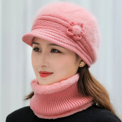 Elegant Winter Knitted Beanie and Scarf Set – Faux Fur Lined Warmth