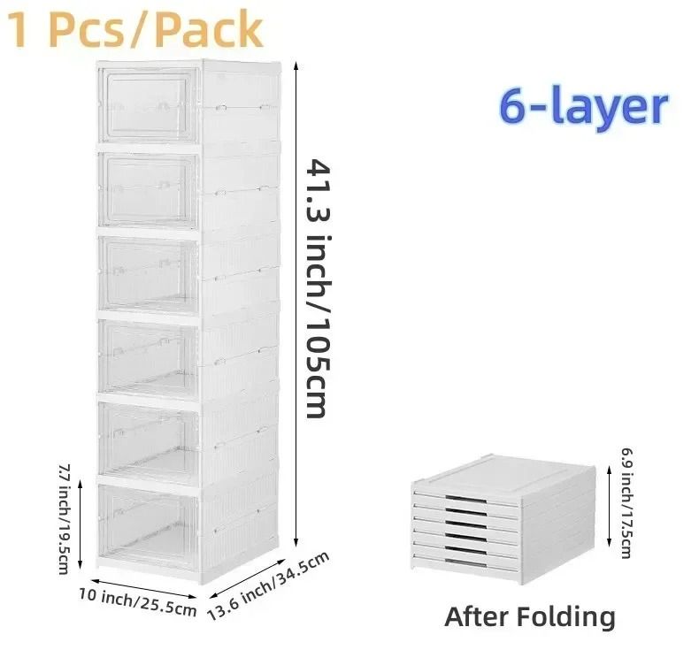6 Layer Transparent Sneaker Shoe Storage Organizer Box