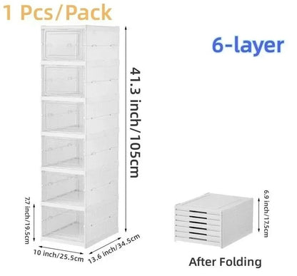 6 Layer Transparent Sneaker Shoe Storage Organizer Box