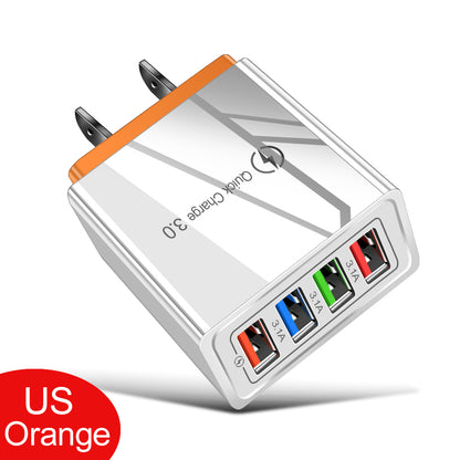 Quick Charge 3.0 USB Wall Charger 4 Port Fast Charging Adapter Travel Plug
