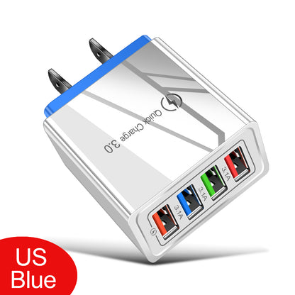 Quick Charge 3.0 USB Wall Charger 4 Port Fast Charging Adapter Travel Plug