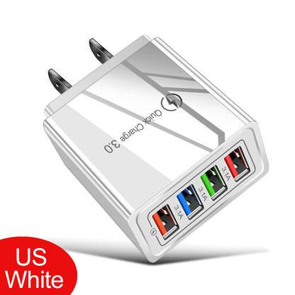 Quick Charge 3.0 USB Wall Charger 4 Port Fast Charging Adapter Travel Plug