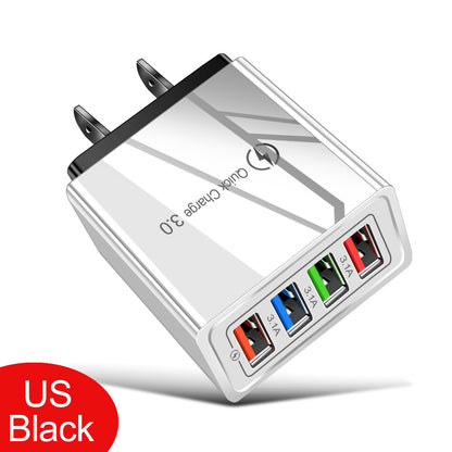 Quick Charge 3.0 USB Wall Charger 4 Port Fast Charging Adapter Travel Plug