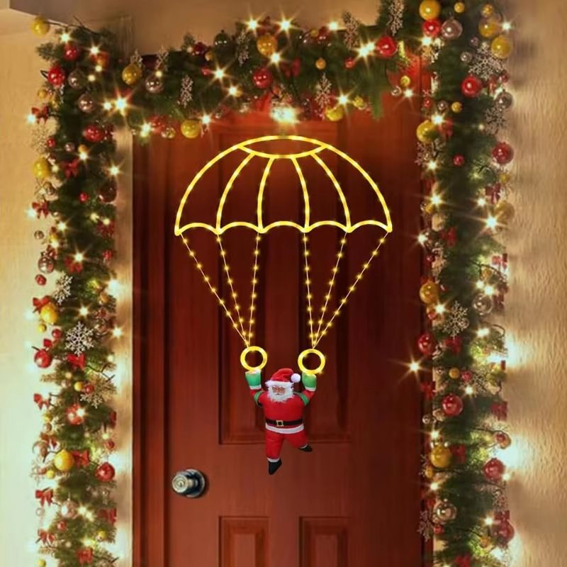 FestiveGlow USB Powered LED Christmas Parachute Lights with Santa Claus