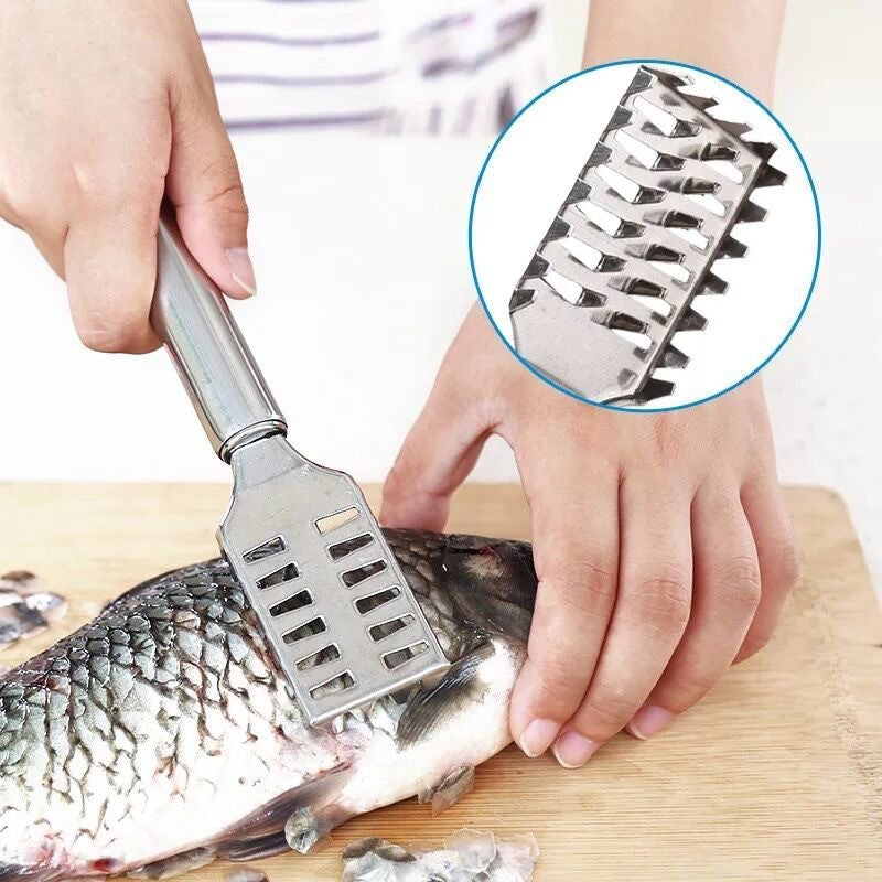 Seafood Crackers Fish Scaler Scraper, Stainless Steel Planet Skin Brush Cleaner