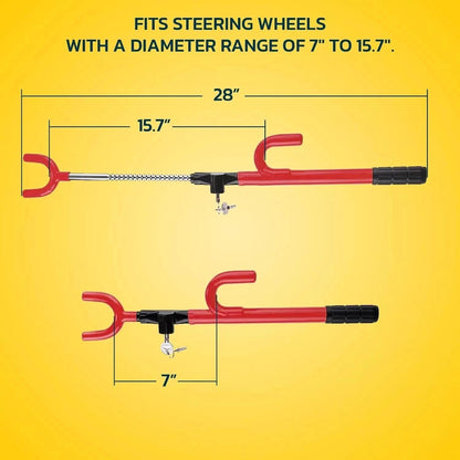 Red Steering Wheel Lock Club Anti Theft Universal Car, Truck & SUV Security