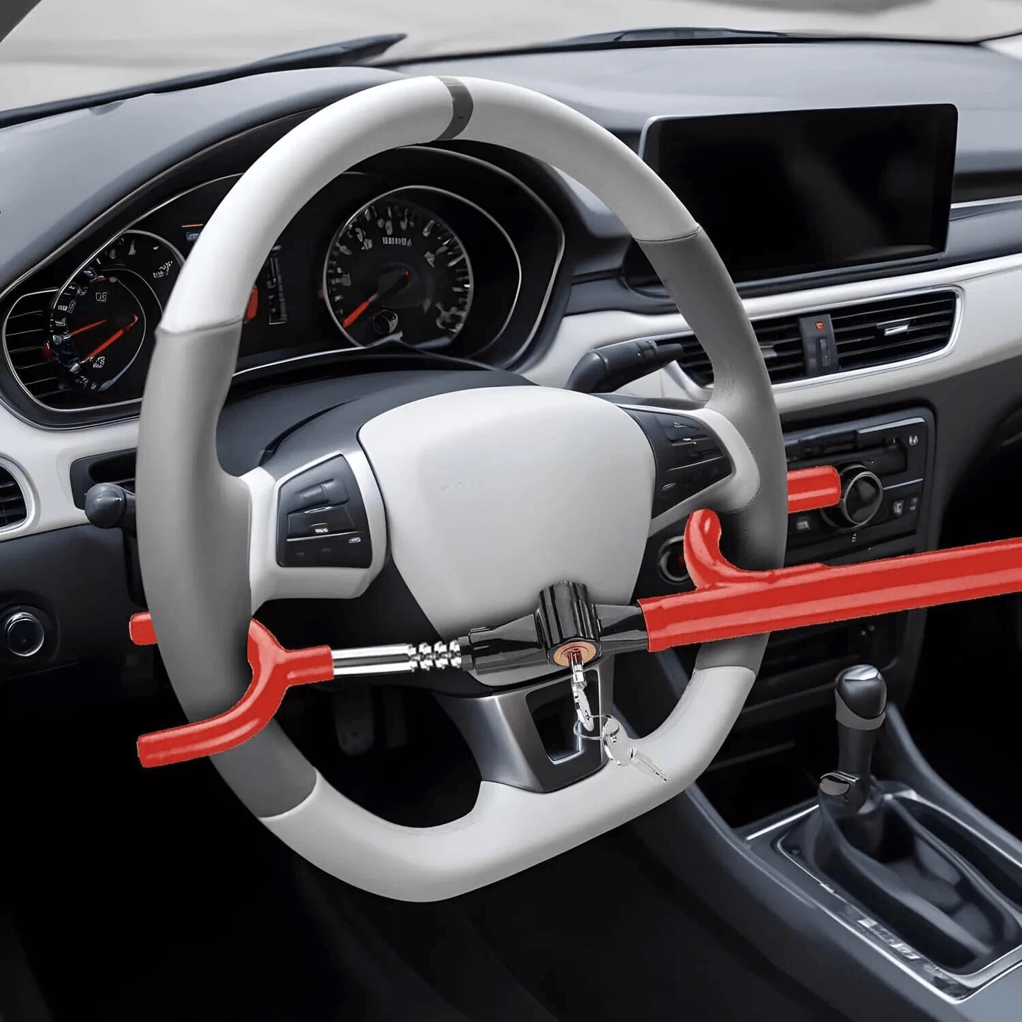 Red Steering Wheel Lock Club Anti Theft Universal Car, Truck & SUV Security