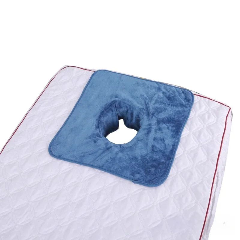 VelvaSpa Square Face Cradle Towel – Thickened Velvet SPA Massage Table Cover with Breath Hole