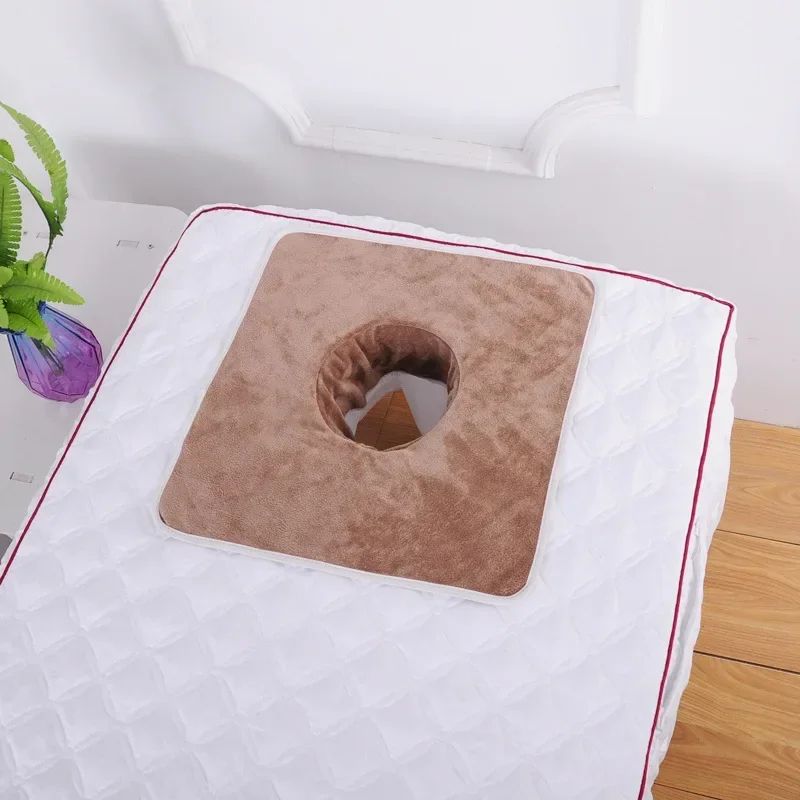 VelvaSpa Square Face Cradle Towel – Thickened Velvet SPA Massage Table Cover with Breath Hole