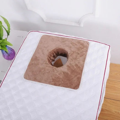 VelvaSpa Square Face Cradle Towel – Thickened Velvet SPA Massage Table Cover with Breath Hole