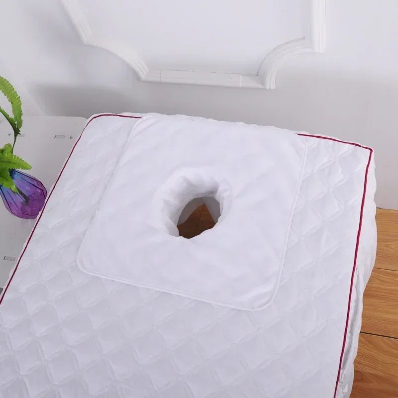 VelvaSpa Square Face Cradle Towel – Thickened Velvet SPA Massage Table Cover with Breath Hole