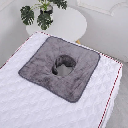VelvaSpa Square Face Cradle Towel – Thickened Velvet SPA Massage Table Cover with Breath Hole