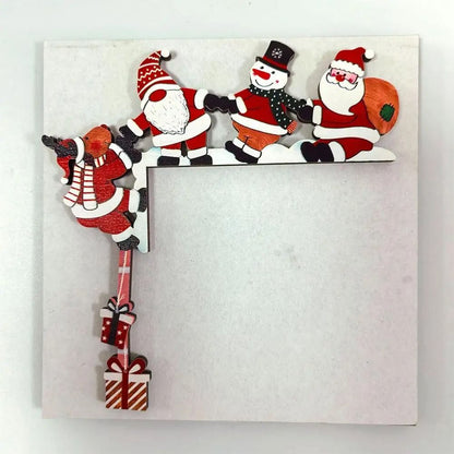 Cute Santa Christmas Door Corner Wooden Frame Decor