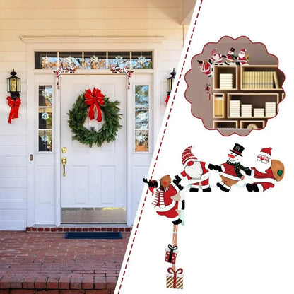 Cute Santa Christmas Door Corner Wooden Frame Decor