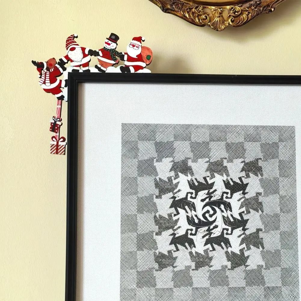 Cute Santa Christmas Door Corner Wooden Frame Decor