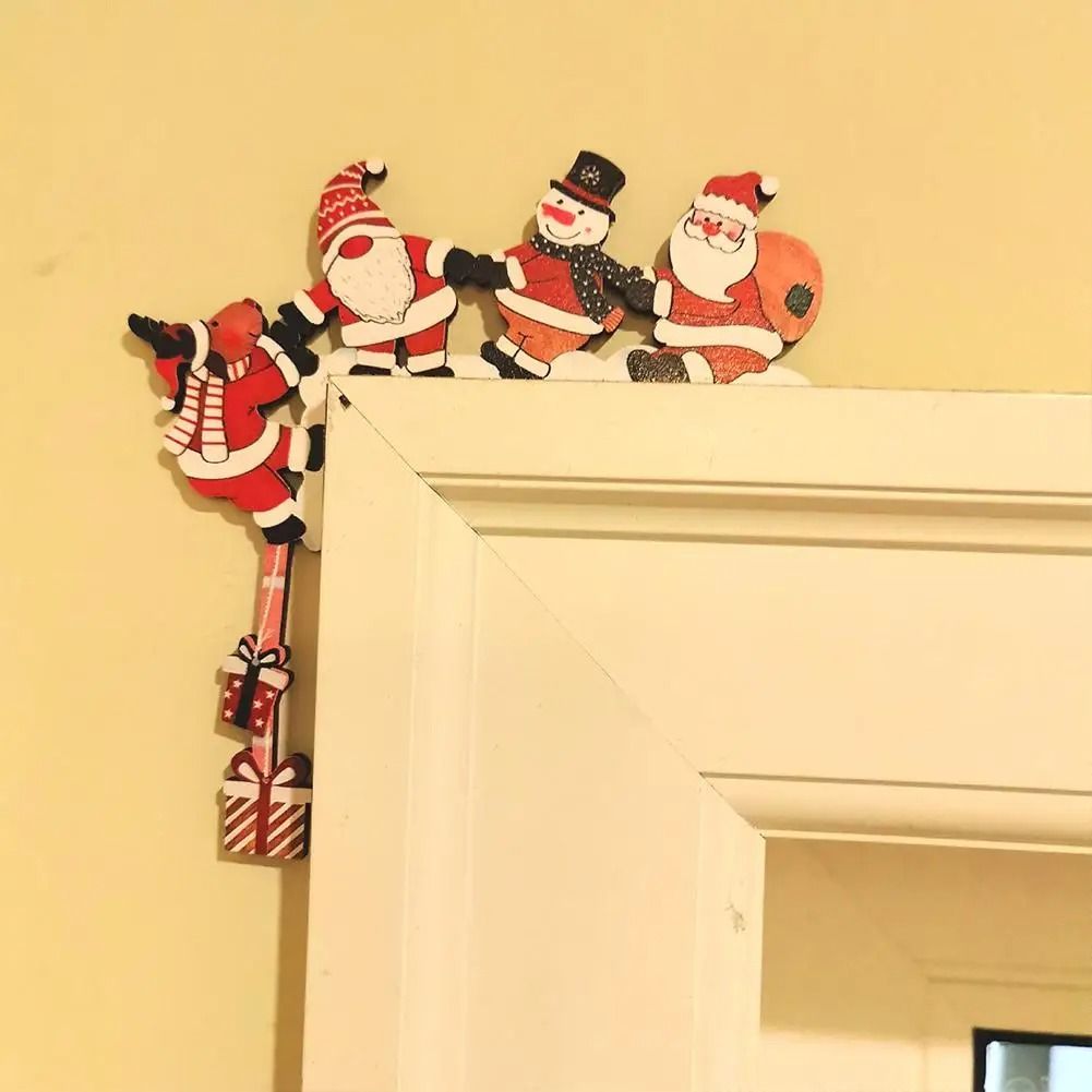 Cute Santa Christmas Door Corner Wooden Frame Decor