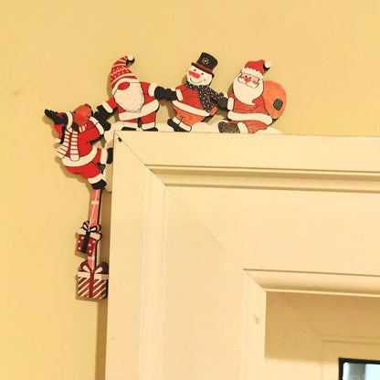 Cute Santa Christmas Door Corner Wooden Frame Decor