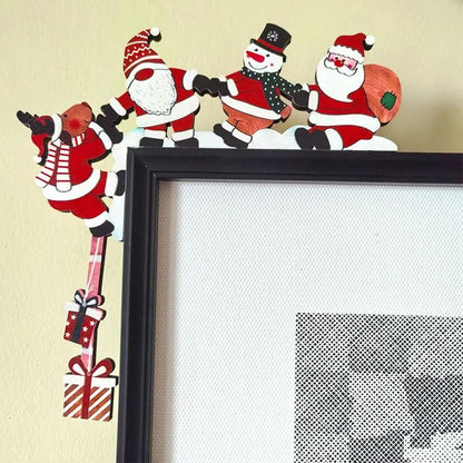 Cute Santa Christmas Door Corner Wooden Frame Decor