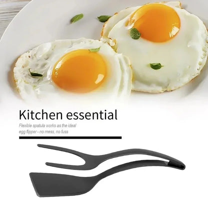 Nylon Grip Flip Tongs with Egg Spatula and Steak Turner Clamp – Kitchen Cooking Accessory Set