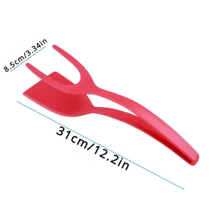 Nylon Grip Flip Tongs with Egg Spatula and Steak Turner Clamp – Kitchen Cooking Accessory Set