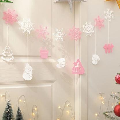 Cute Cartoon Snowflake Christmas Party Background Banner Set