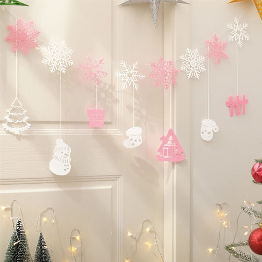 Cute Cartoon Snowflake Christmas Party Background Banner Set