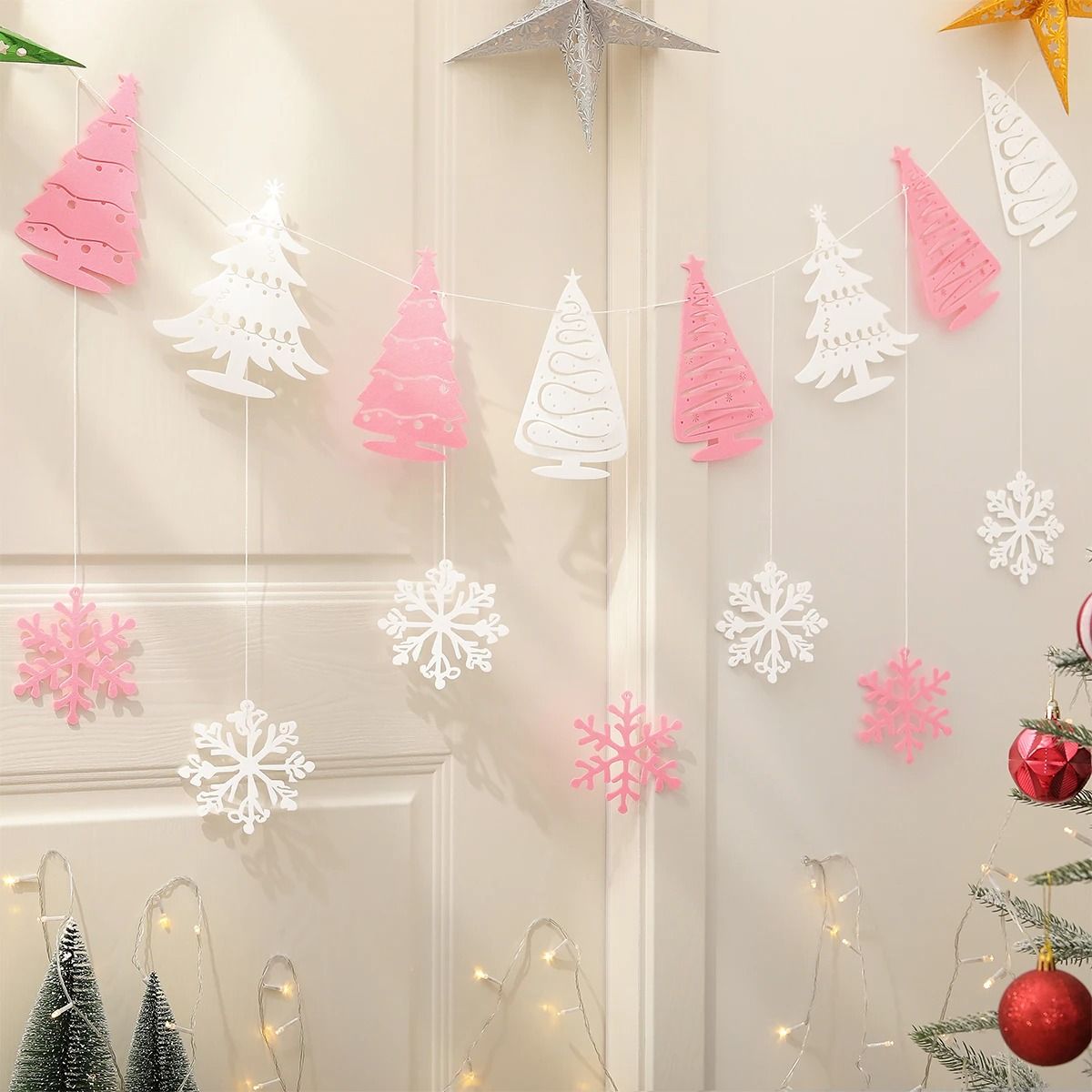 Cute Cartoon Snowflake Christmas Party Background Banner Set